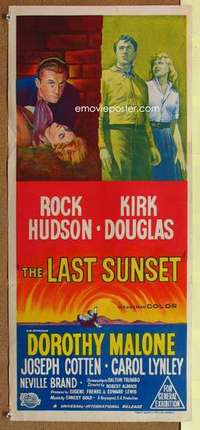 w646 LAST SUNSET Australian daybill movie poster '61 Hudson, Kirk Douglas