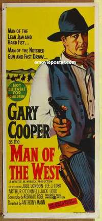 w679 MAN OF THE WEST Australian daybill movie poster '58 tough Gary Cooper!
