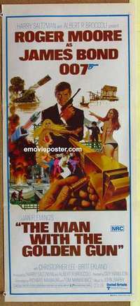w682 MAN WITH THE GOLDEN GUN Australian daybill movie poster '74 Moore, Bond
