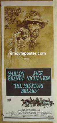 w696 MISSOURI BREAKS Australian daybill movie poster '76 Brando, Nicholson
