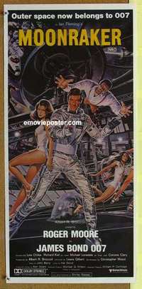 w699 MOONRAKER Australian daybill movie poster '79 James Bond w/borders!