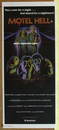 w701 MOTEL HELL Australian daybill movie poster '80 Rory Calhoun horror!