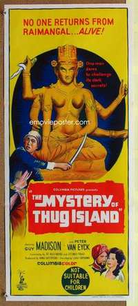 w712 MYSTERY OF THUG ISLAND Australian daybill movie poster '65 Guy Madison