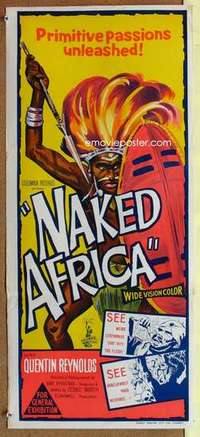 w713 NAKED AFRICA Australian daybill movie poster '57 primitive passions!