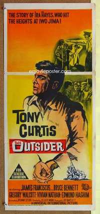 w755 OUTSIDER Australian daybill movie poster '62 Tony Curtis, Iwo Jima