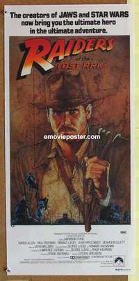 w796 RAIDERS OF THE LOST ARK Australian daybill movie poster '81 Indiana!