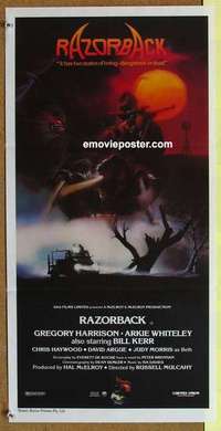 w800 RAZORBACK Australian daybill movie poster '84 Clinton horror artwork!