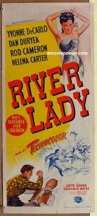 w813 RIVER LADY Australian daybill movie poster '48 Yvonne De Carlo, Duryea