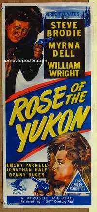 w826 ROSE OF THE YUKON Australian daybill movie poster '48 Brodie, Alaska!