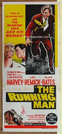 w830 RUNNING MAN Australian daybill movie poster '63 Laurence Harvey