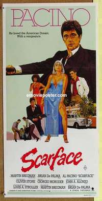 w838 SCARFACE Australian daybill movie poster '83 Al Pacino, De Palma