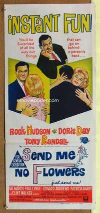 w843 SEND ME NO FLOWERS Australian daybill movie poster '64 Hudson, Day