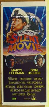w852 SILENT MOVIE Australian daybill movie poster '76 Mel Brooks, comedy!