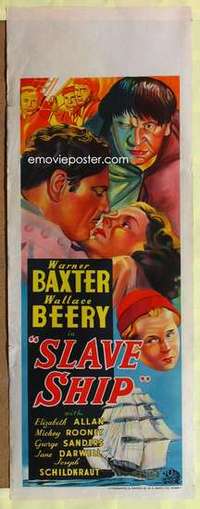 w325 SLAVE SHIP long Australian daybill movie poster '37 Baxter, Beery