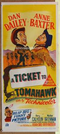 w944 TICKET TO TOMAHAWK Australian daybill movie poster '50 Dailey, Baxter