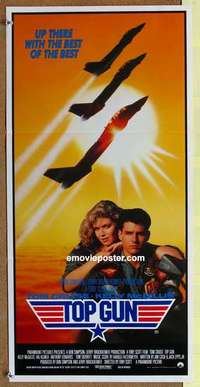 w954 TOP GUN Australian daybill movie poster '86 Tom Cruise, Navy jets!