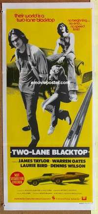 w970 TWO-LANE BLACKTOP Australian daybill movie poster '71 James Taylor
