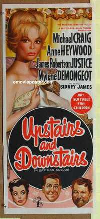 w977 UPSTAIRS & DOWNSTAIRS Australian daybill movie poster '60 English sex!