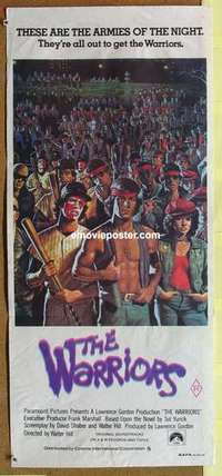 w995 WARRIORS Australian daybill movie poster '79 Walter Hill, teen gangs!