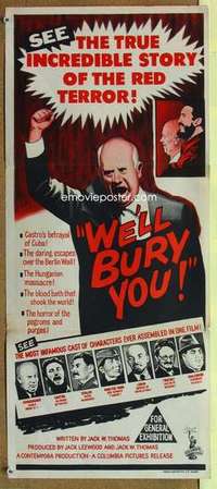 w997 WE'LL BURY YOU Australian daybill movie poster '62 Cold War, Khruschev!