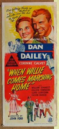 w998 WHEN WILLIE COMES MARCHING HOME Australian daybill movie poster '50