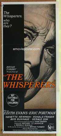 y001 WHISPERERS Australian daybill movie poster '67 Evans, Portman