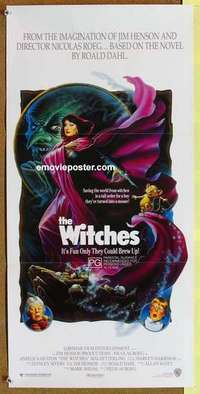 y008 WITCHES Australian daybill movie poster '89 Nicolas Roeg, Huston