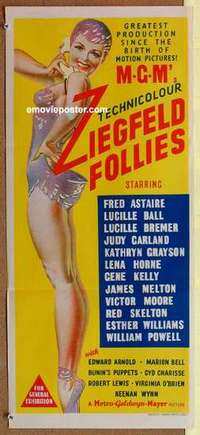 y024 ZIEGFELD FOLLIES Australian daybill movie poster '45 sexy showgirl!