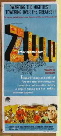 y026 ZULU Australian daybill movie poster '64 Stanley Baker, Michael Caine
