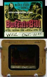 w009 BUFFALO BILL magic lantern movie glass slide '44 Joel McCrea, O'Hara