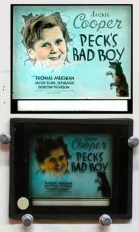 w052 PECK'S BAD BOY magic lantern movie glass slide '34 Jackie Cooper