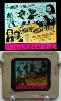 w111 THREE MUSKETEERS magic lantern movie glass slide '39 Ritz Brothers