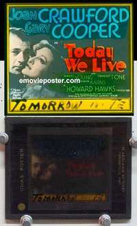 w126 TODAY WE LIVE magic lantern movie glass slide '33 Crawford, Gary Cooper
