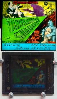 w188 VANISHING SHADOW magic lantern movie glass slide '34 funky robot!
