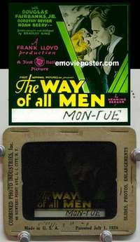 w216 WAY OF ALL MEN magic lantern movie glass slide '30 Douglas Fairbanks Jr