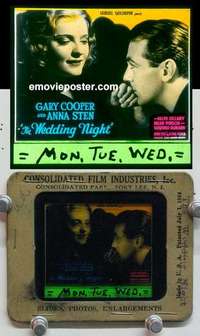 w220 WEDDING NIGHT magic lantern movie glass slide '35 Gary Cooper, Sten