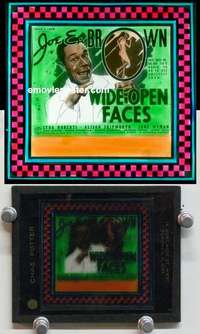 w248 WIDE OPEN FACES magic lantern movie glass slide '38 Joe E Brown, Roberti