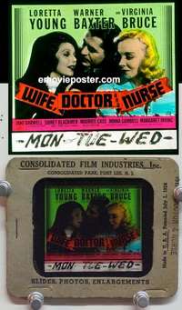 w249 WIFE, DOCTOR & NURSE magic lantern movie glass slide '37 Loretta Young