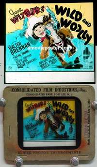 w251 WILD & WOOLLY magic lantern movie glass slide '37 cowgirl Jane Withers!