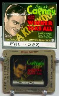 w261 WINNER TAKE ALL magic lantern movie glass slide '32 rare James Cagney!