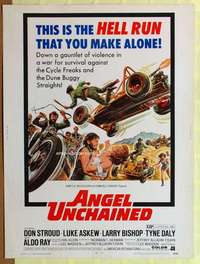 a229 ANGEL UNCHAINED Thirty By Forty movie poster '70 AIP, bikers & hippies!
