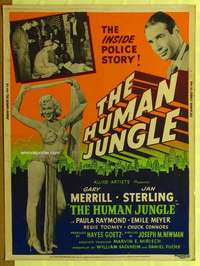 a265 HUMAN JUNGLE Thirty By Forty movie poster '54 Gary Merrill, Jan Sterling