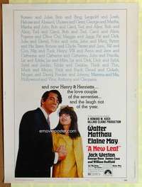 a281 NEW LEAF Thirty By Forty movie poster '71 Walter Matthau, Elaine May