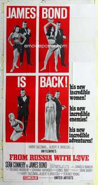 a002 FROM RUSSIA WITH LOVE style B three-sheet movie poster '64 Connery as Bond