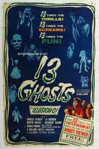 a165 13 GHOSTS Forty by Sixty movie poster '60 William Castle, cool horror!