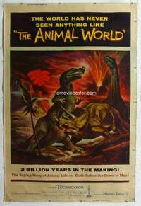 a169 ANIMAL WORLD Forty by Sixty movie poster '56 great image of dinosaurs!