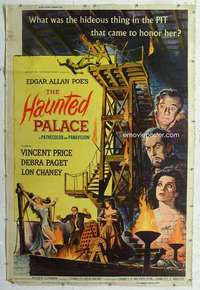 a185 HAUNTED PALACE Forty by Sixty movie poster '63 Vincent Price, Chaney