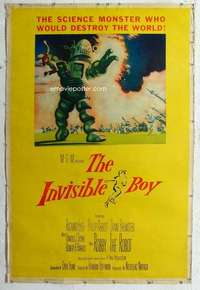 a190 INVISIBLE BOY Forty by Sixty movie poster '57 Robby the Robot, sci-fi!
