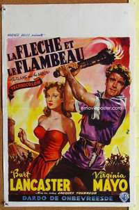 a060 FLAME & THE ARROW Belgian movie poster '50 Burt Lancaster, Mayo