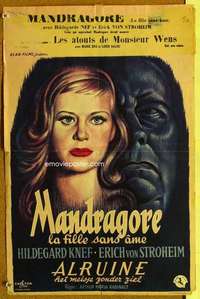 a156 UNNATURAL Belgian movie poster '56 Erich von Stroheim, Neff